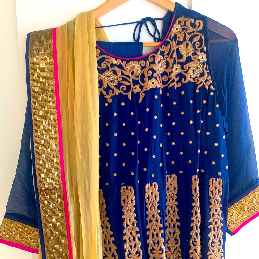 Heavily Embroidered Blue Ombré Anarkali
